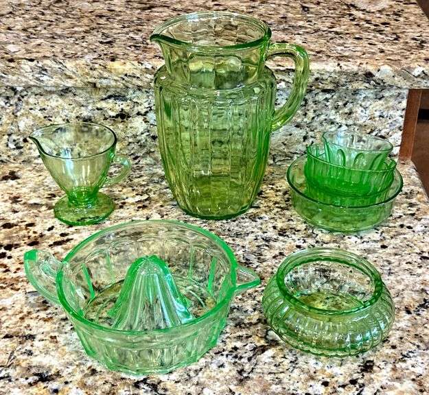 Vintage Green Depression Glass image