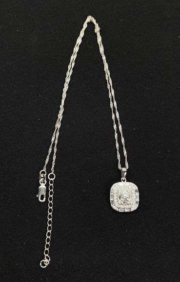 Silver Necklace with Diamond Pendant image
