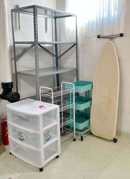 Metal Shelving Unit & Related Items image