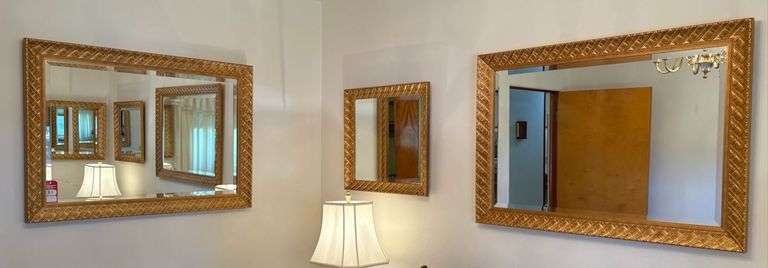 Matching Framed Mirrors & Lamps image