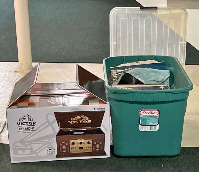 Victor Belmont 8 & 1 Wood Music Center with Vinyl Records image