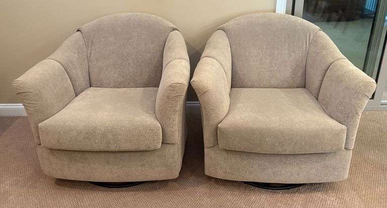 Upholstered Swivel Barrel Chairs image