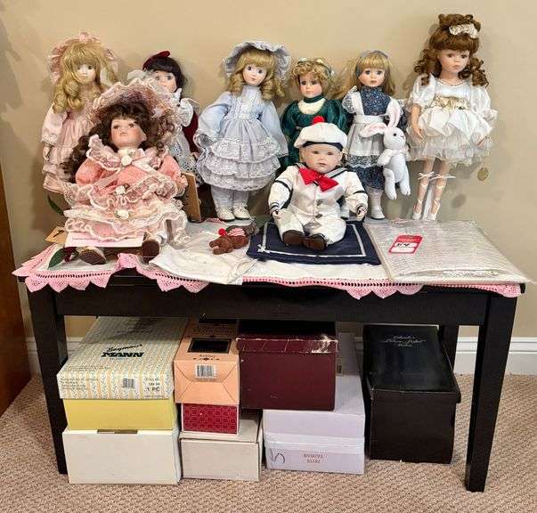 Early Porcelain Dolls & Display Table image