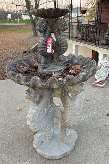 Concrete Birdbath & Figurines image