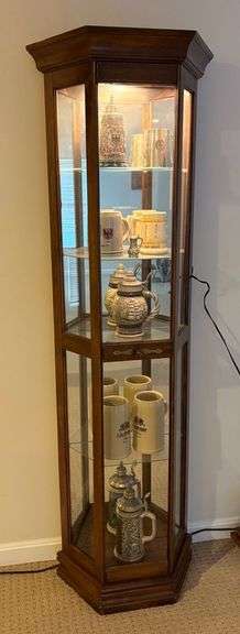 Lighted Curio Cabinet & Mugs image