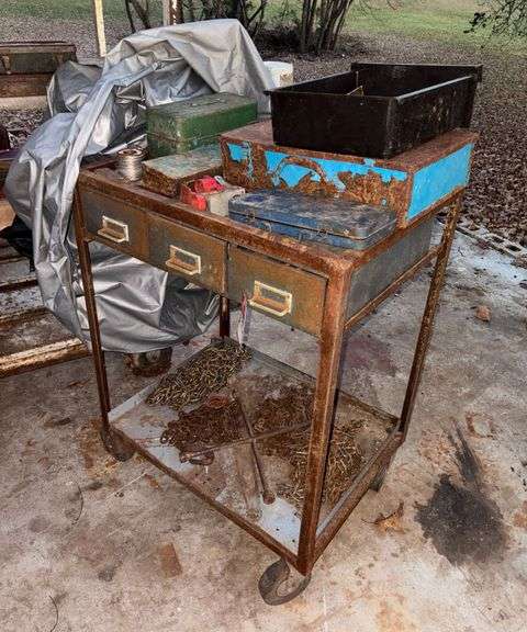 27"W Metal Cart & Tools image