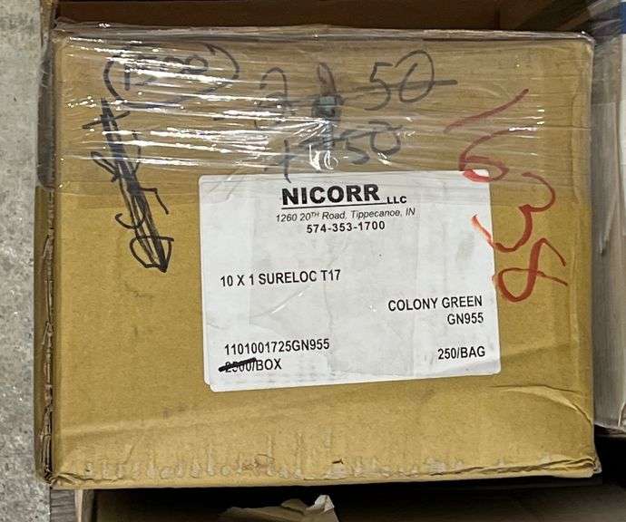 #10x1" Fasteners, Color-Colony Green, qty:1500 image