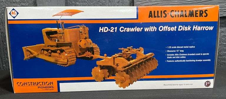 First Gear Construction Pioneers Allis-Chalmers HD-21 Crawler with Offset Disk Harrow image