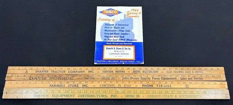 Davis Monroe John Deere, Shaffer Allis-Chalmers Corydon, IN Farm Equipment Themed Yardstick Collection image