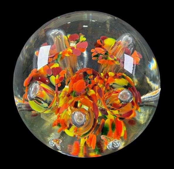 Zimmerman "P18 Fall Color" 1970s' Paperweight by Gene Baxley image