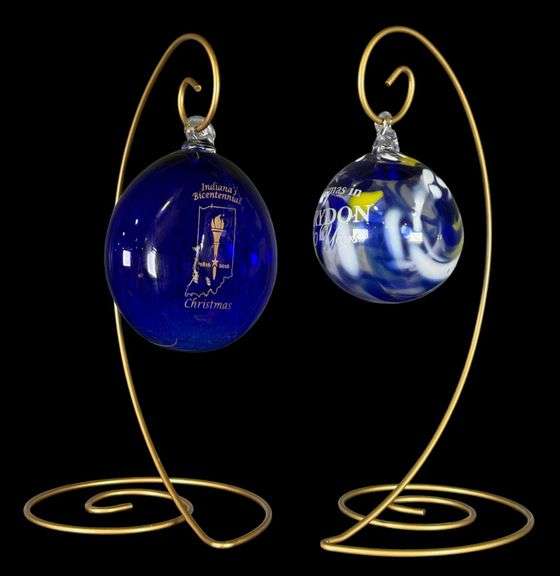 Zimmerman Art Glass Corydon 200 Years & Indiana Bicentennial Christmas Ornaments image
