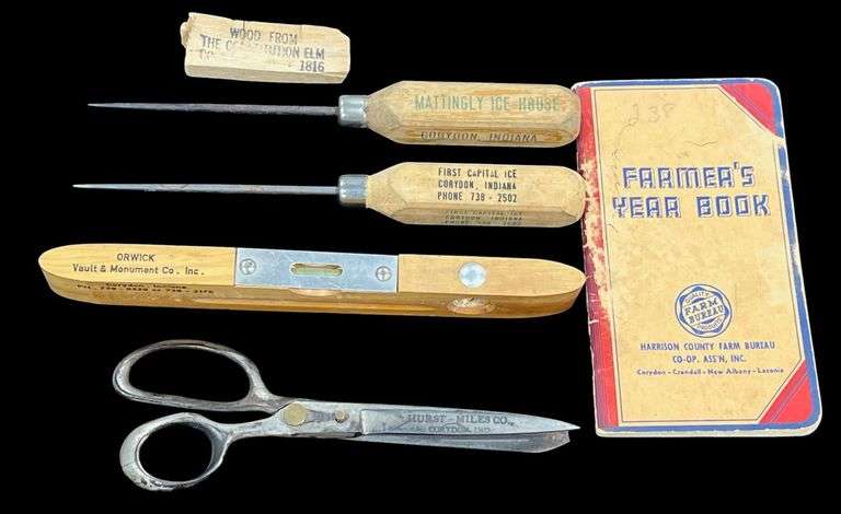Hurst-Miles Co, Mattingly Ice House, Constitution Elm, Orwick Monument & Harrison Co. Farm Bureau Memorabilia image