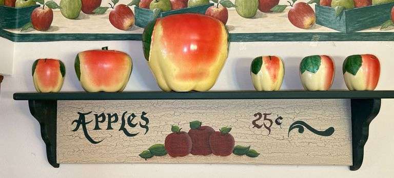 Vintage Apple Themed Cookie Jar & Related Items image