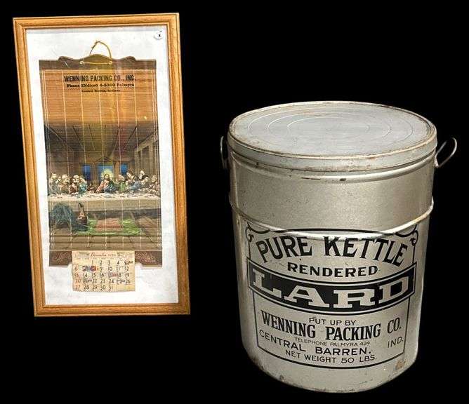 Wenning Packing Palmyra, IN 1959 Calendar & Lard Can image