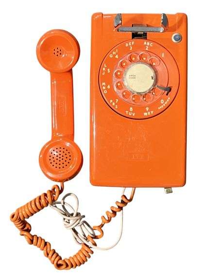 Vintage Retro Orange Rotary Phone