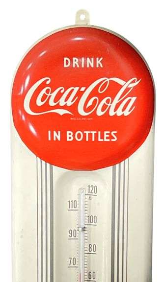 Coca-Cola "Drink in Bottles" Button Top Thermometer