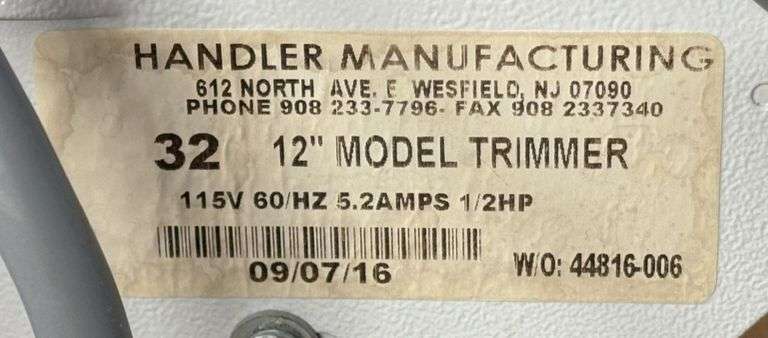Handler Mfg. Inc. Red-Wing 12" Model Trimmer
