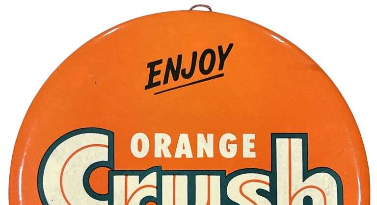 Orange-Crush Celluloid Button Sign
