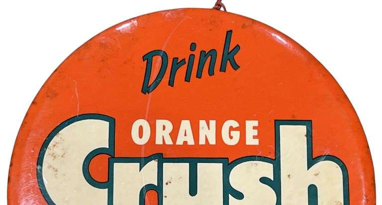 Orange-Crush Celluloid Button Sign