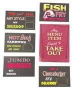 Vintage Restaurant Carboard Advertising Signs