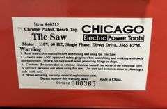 Chicago Electric 7" Bench Tile Saw