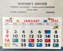 Warner's Service Gas Station "Young America-Indiana" 1955 Calendar