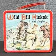 1955 Alladin "Wild Bill Hickock and Jingles" Metal Lunch Box with Thermos