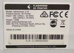 FlashForge Adventurer 3 V2 3D Printer