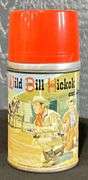 1955 Alladin "Wild Bill Hickock and Jingles" Metal Lunch Box with Thermos