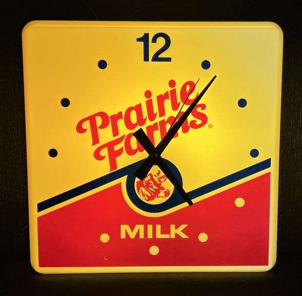 Prairie Farms Milk Dualite Lighted Square Clock image