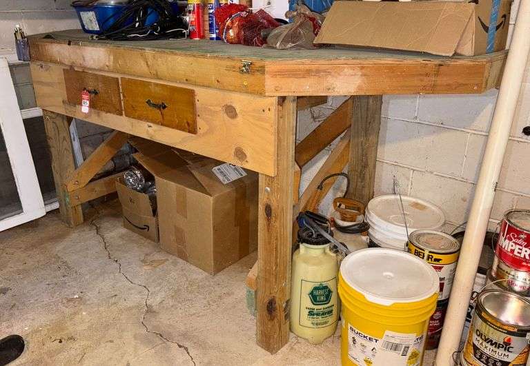 Shop Built Work Table with Drawers