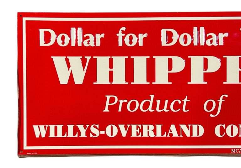 Willys Overland Company Whippet Metal Auto Sign