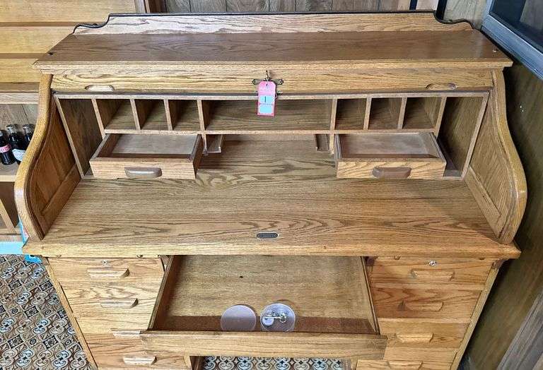 Solid Oak S-Curve Roll Top Desk