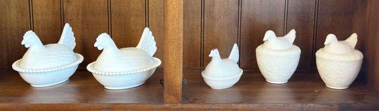 Milk Glass Hen on Nest Candy Dishes image