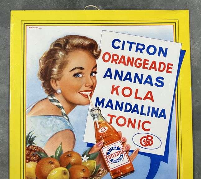 1958 Fontana Extra Limonade Metal Soda Sign