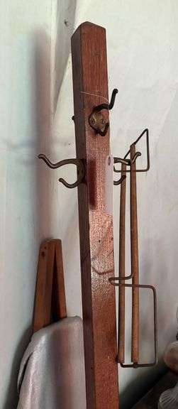 Early Oak Coat Rack & Ironing Board