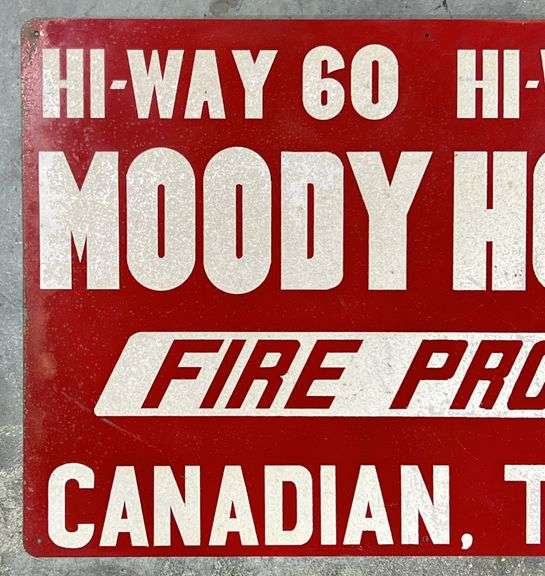 Moody Hotel Canadian Texas Reflective Paint Metal Road Sign