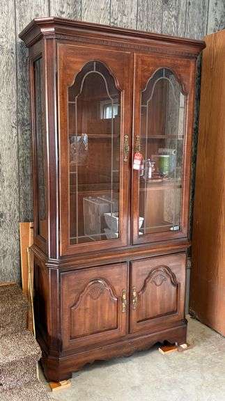 Cherry Lighted China Cupboard