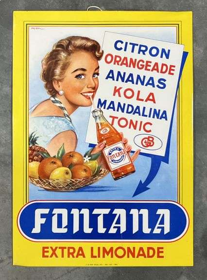 1958 Fontana Extra Limonade Metal Soda Sign image