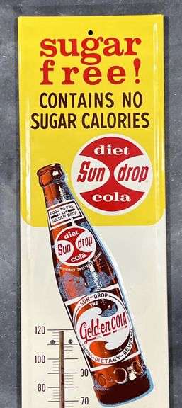 1963 Sun Drop Golden Cola Metal Thermometer
