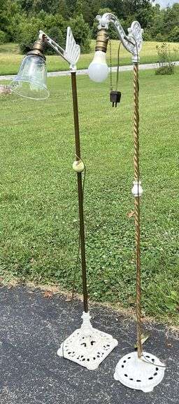 Early Cast Iron Ornate Floor Mounting Reading Lamp