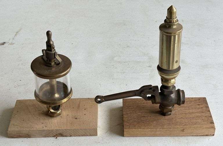 Vintage Brass Single Chime Whistle & Lunkenheimer Glass Oiler