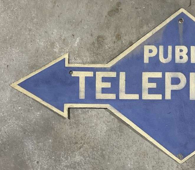 Public Telephone Metal Arrow Sign
