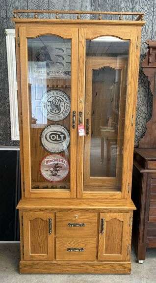 Solid Oak Gun Cabinet