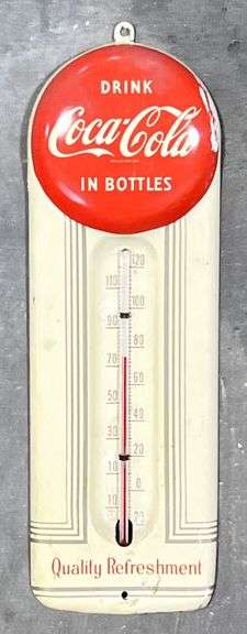 Coca-Cola Red Top Metal Ball Thermometer image