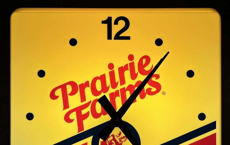 Prairie Farms Milk Dualite Lighted Square Clock