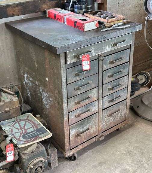 Green Metal Shop Cabinet on Casters