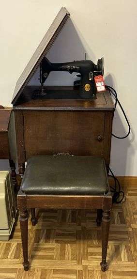 Singer Sewing Machine & Stool image