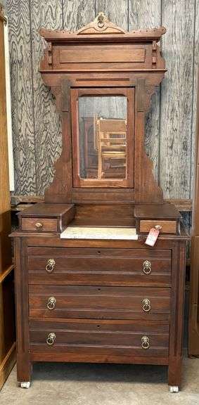 Early Walnut Marble Top Dresser