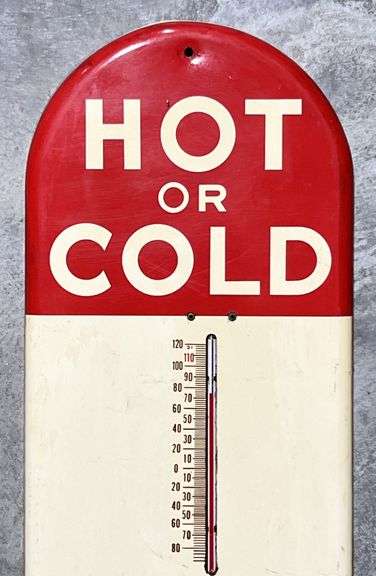 Dr. Pepper "Hot or Cold" Tombstone Style Metal Thermometer